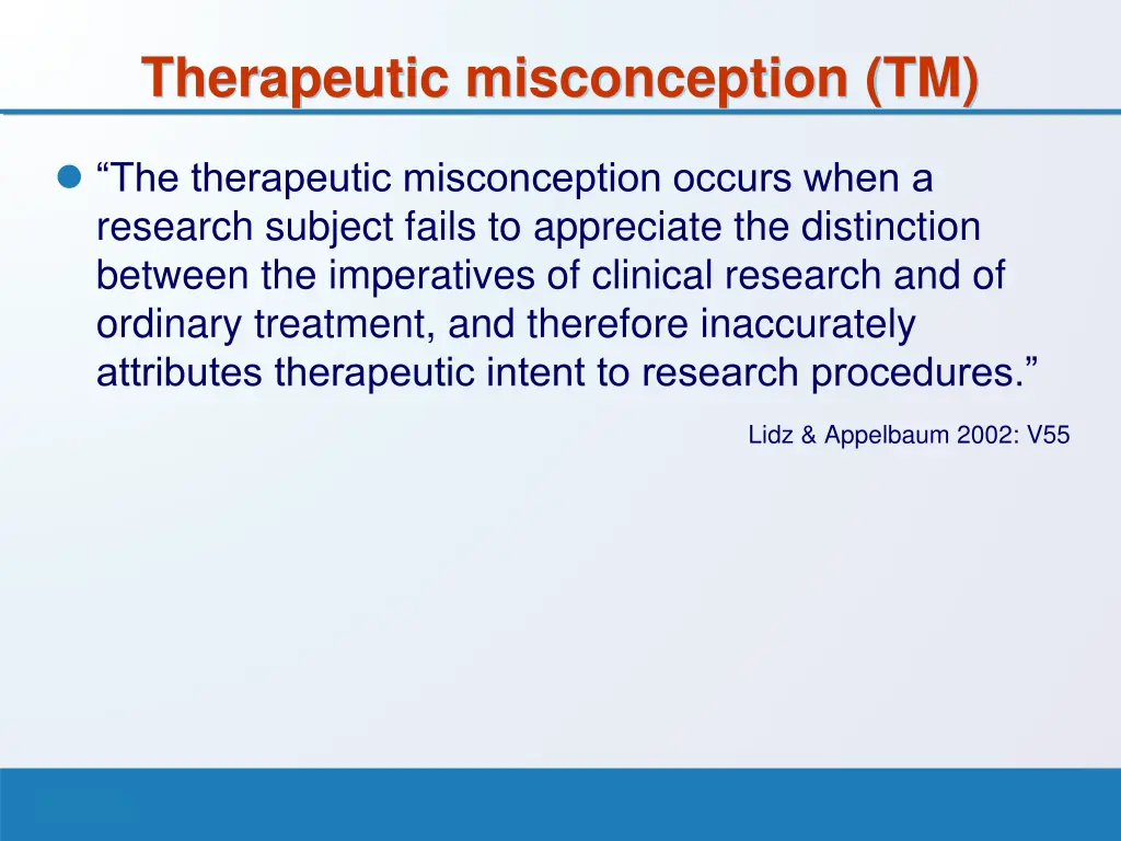 therapeutic misconception tm