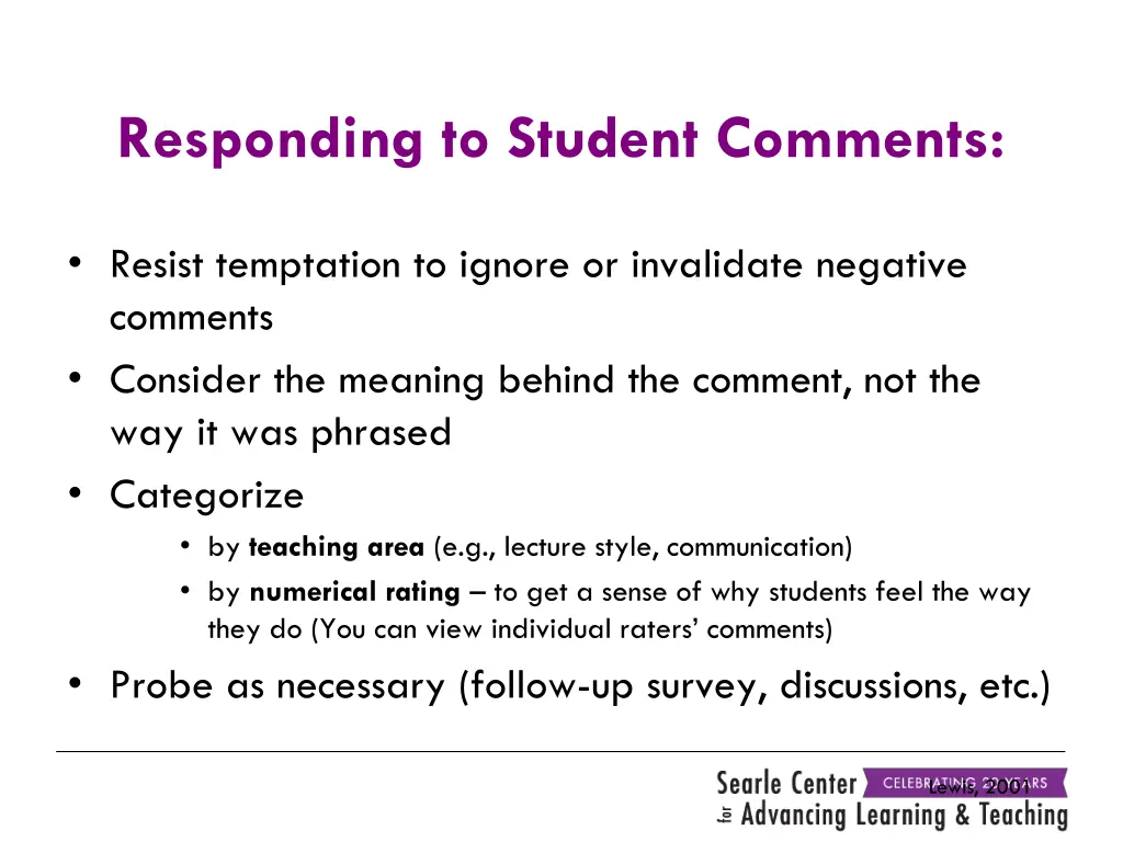 responding to student comments