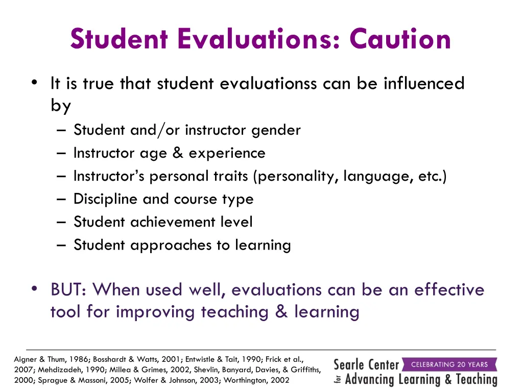 student evaluations caution
