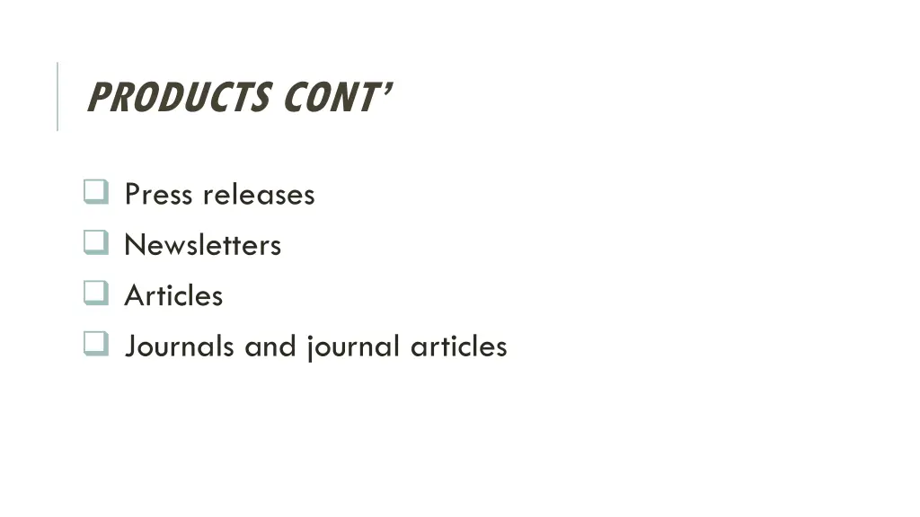 products cont