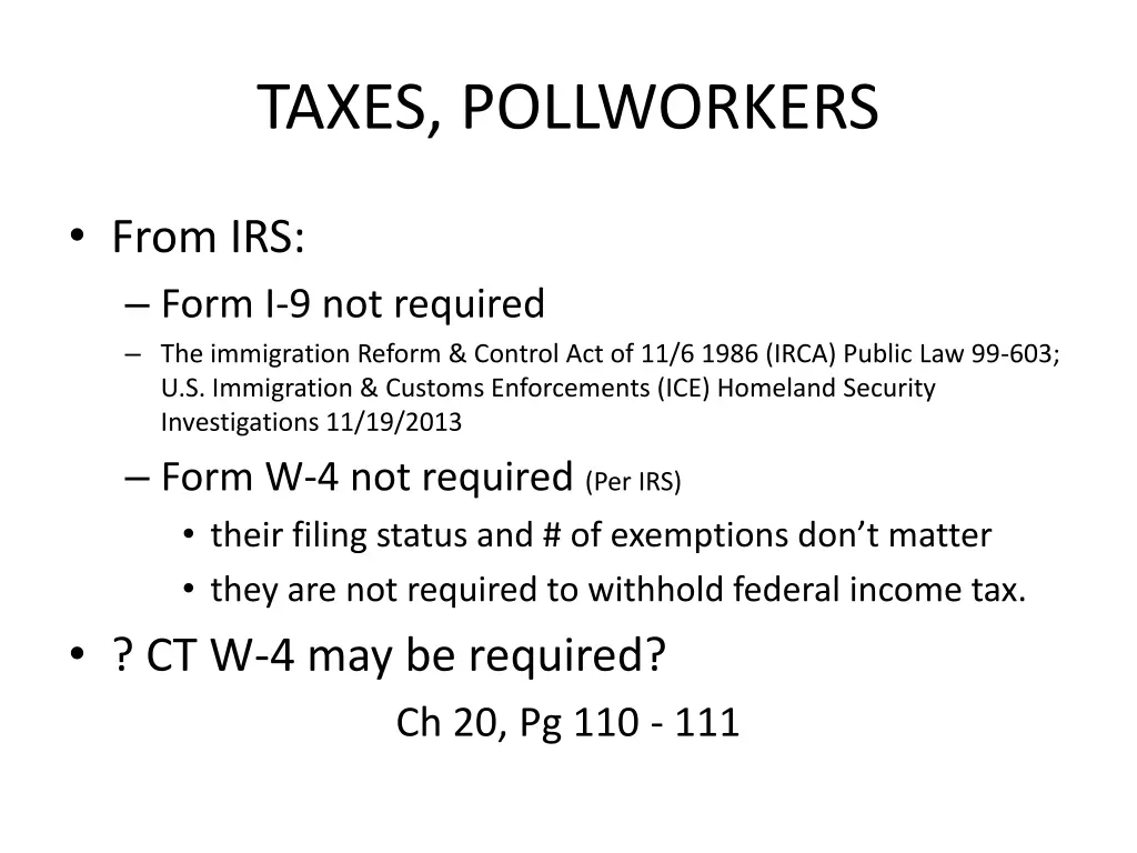 taxes pollworkers