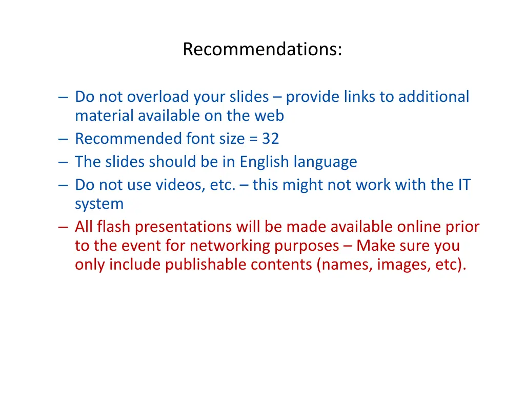 recommendations