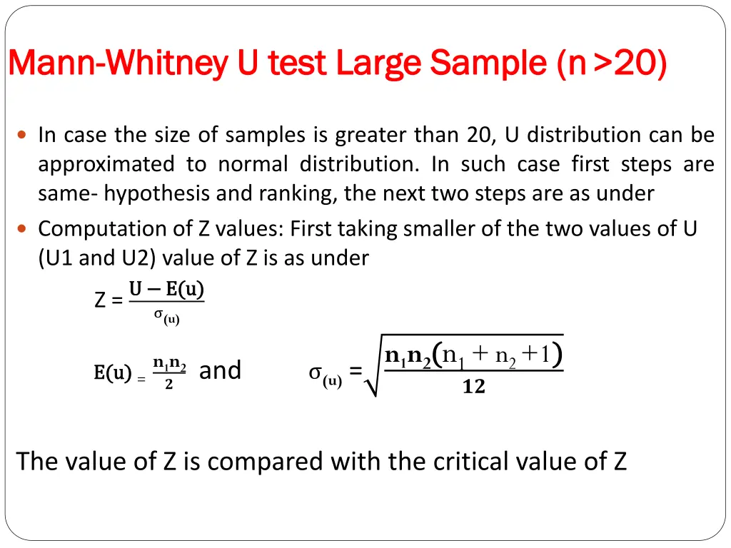 mann mann whitney u test large sample whitney