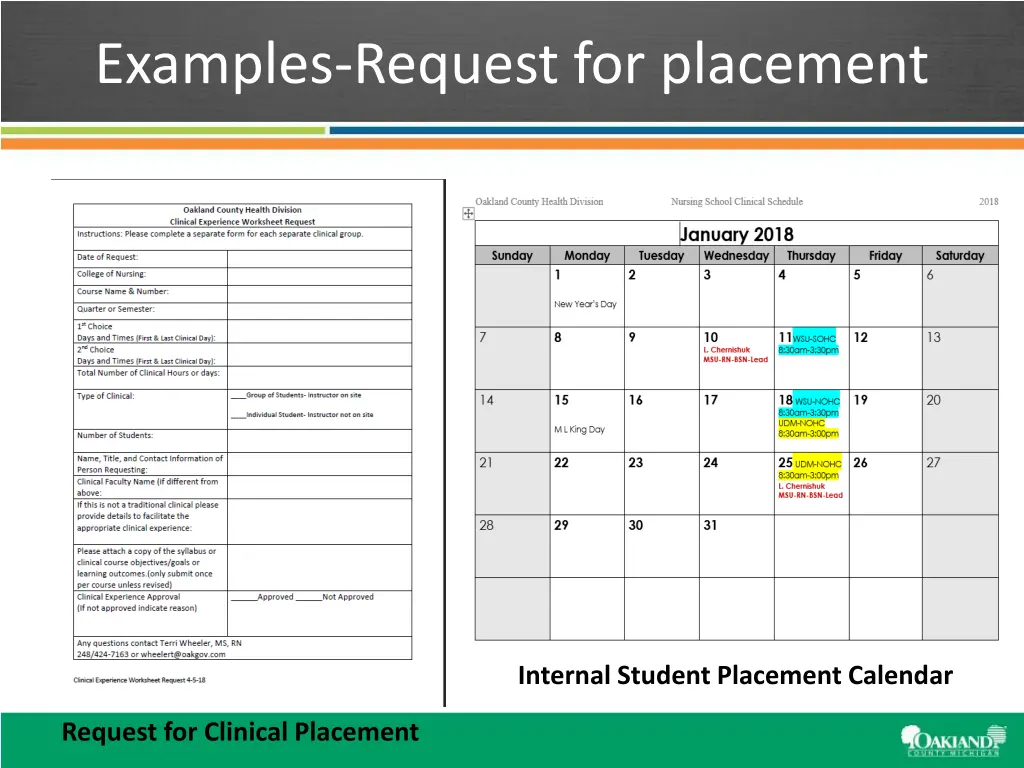 examples request for placement