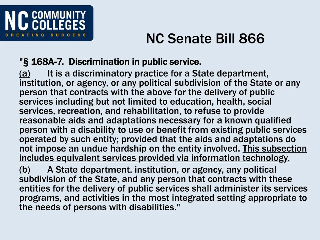 nc senate bill 866