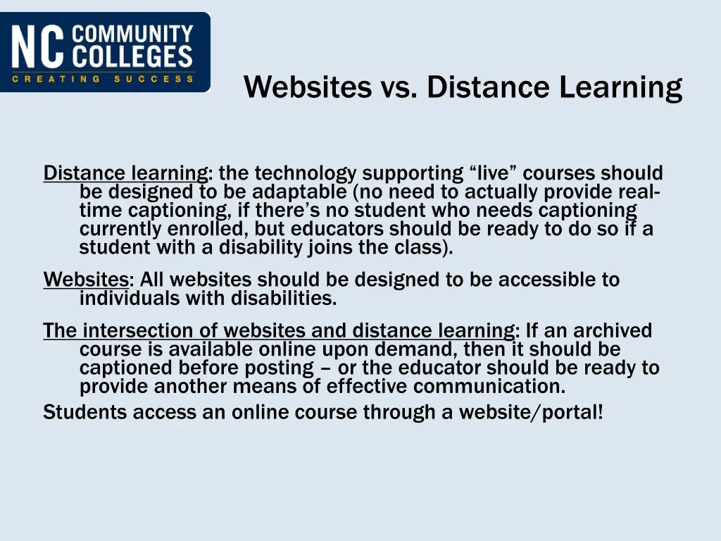 websites vs distance learning