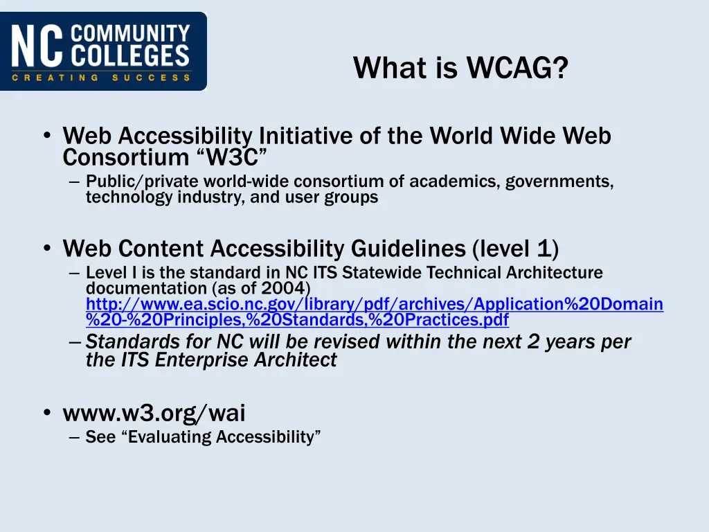 what is wcag
