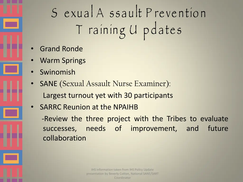 s exual a ssault p revention t raining u pdates