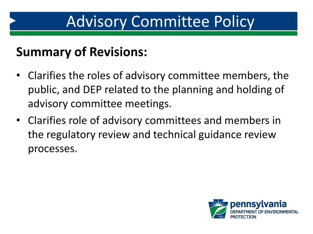 advisory committee policy 2