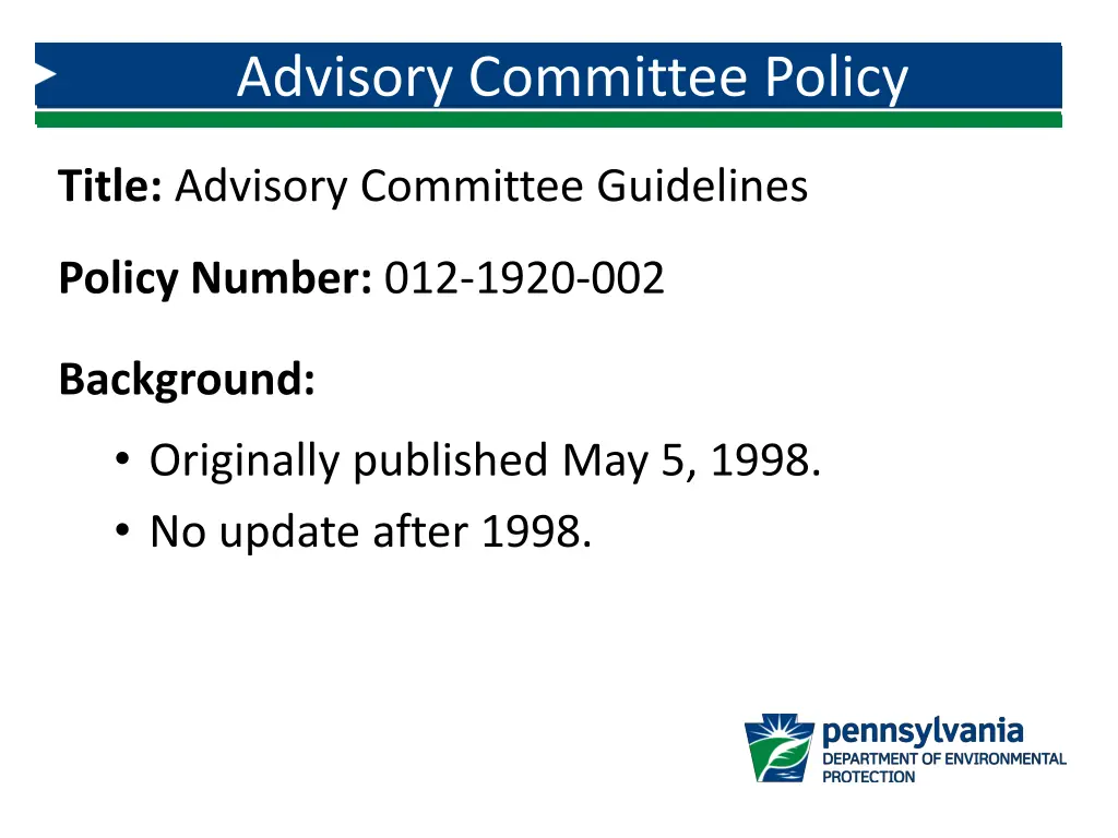 advisory committee policy