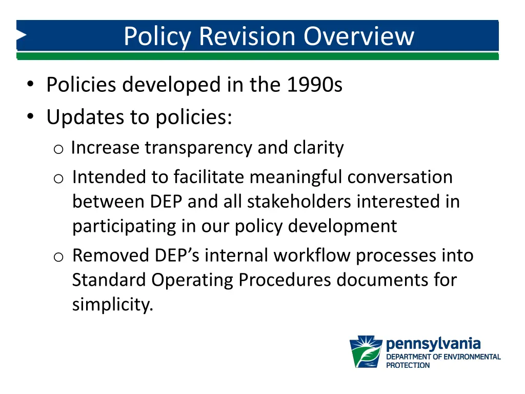 policy revision overview