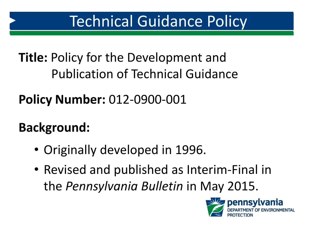 technical guidance policy