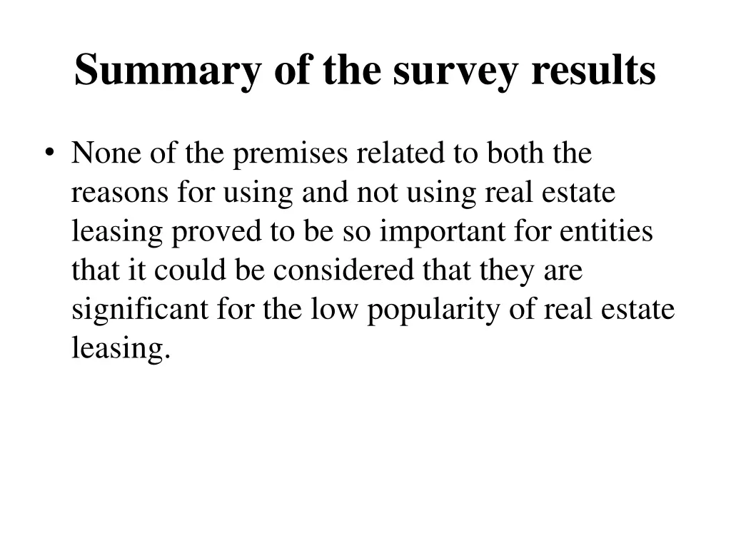 summary of the survey results 1