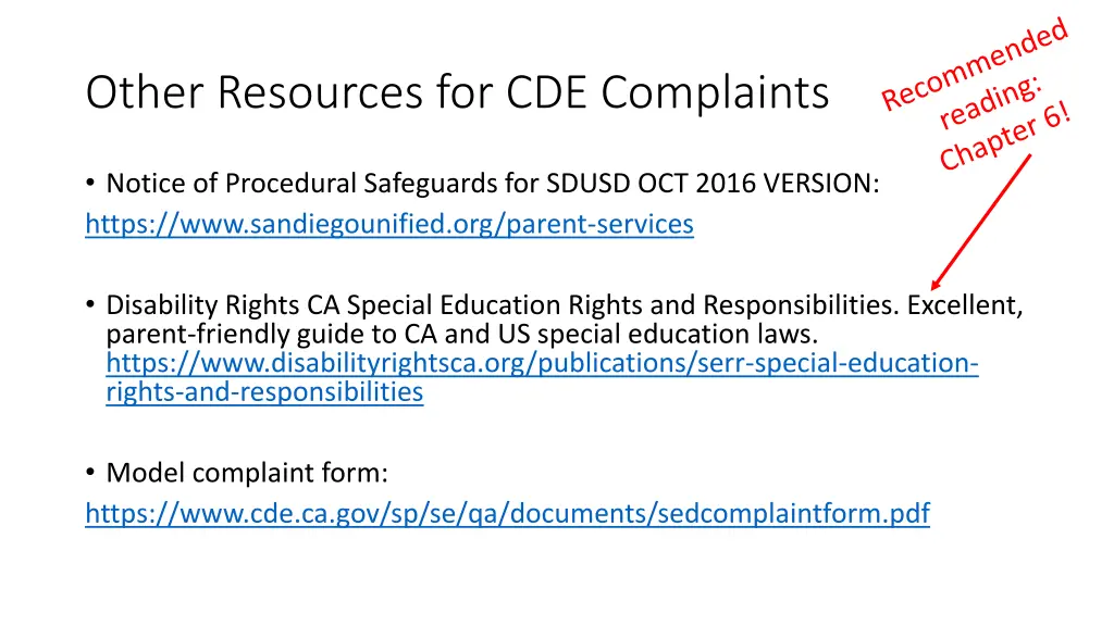 other resources for cde complaints