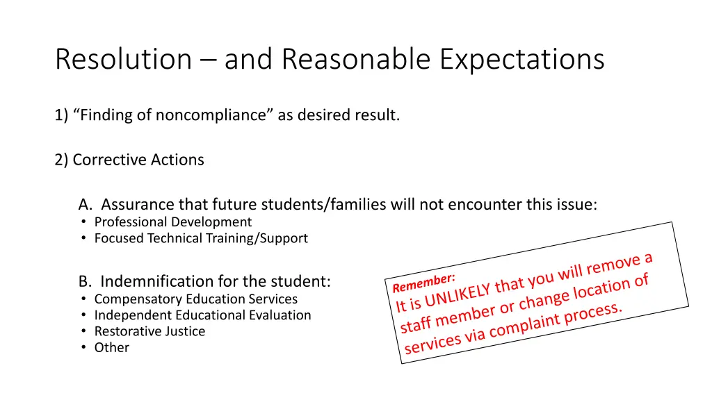 resolution and reasonable expectations