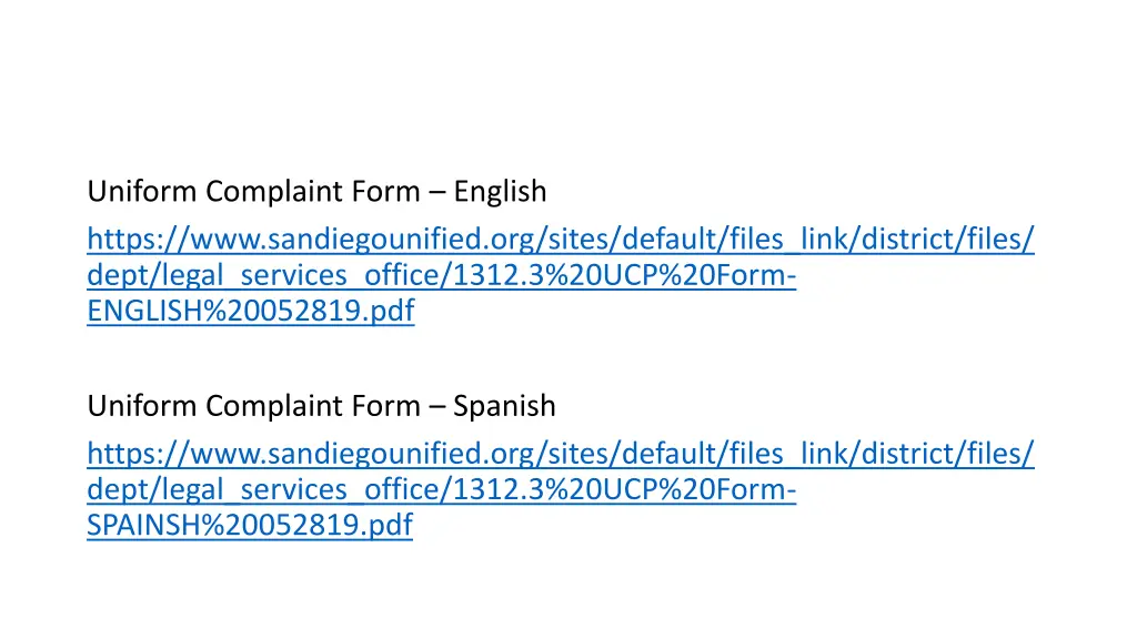 uniform complaint form english https