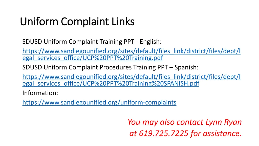 uniform complaint links uniform complaint links