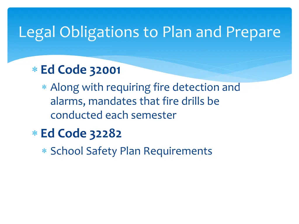 legal obligations to plan and prepare