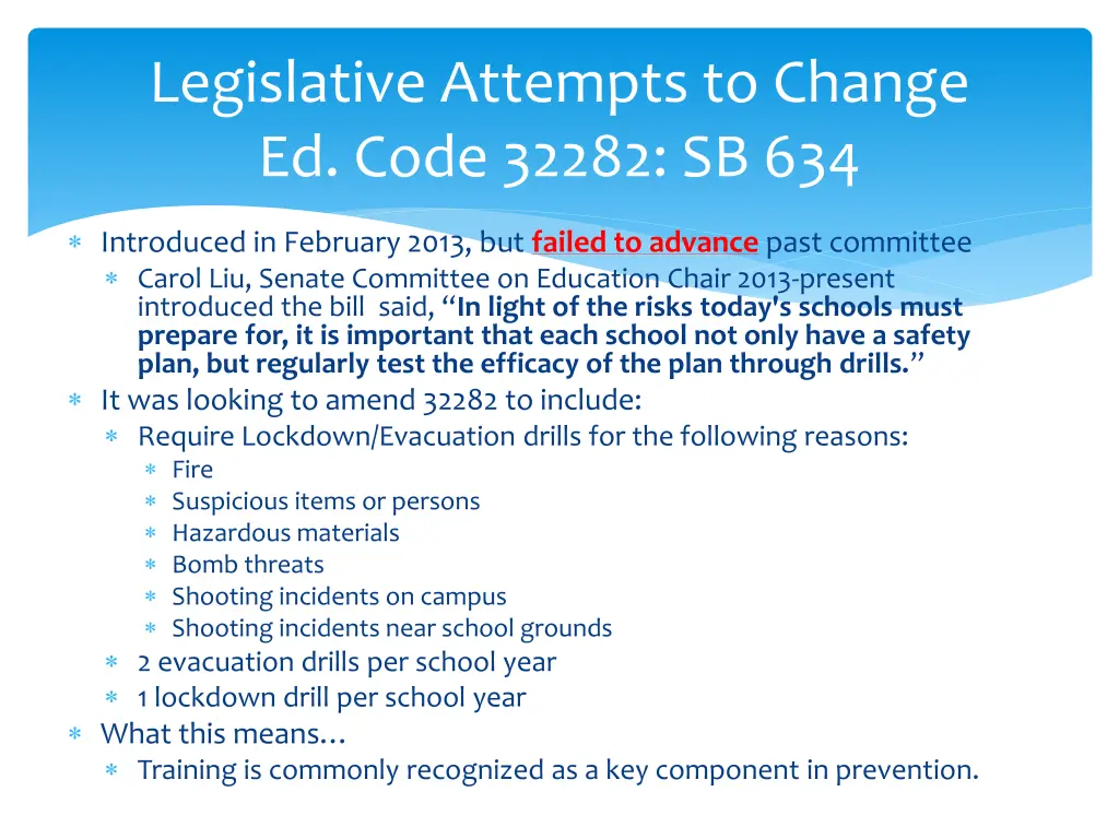 legislative attempts to change ed code 32282