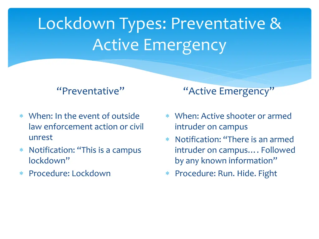lockdown types preventative active emergency