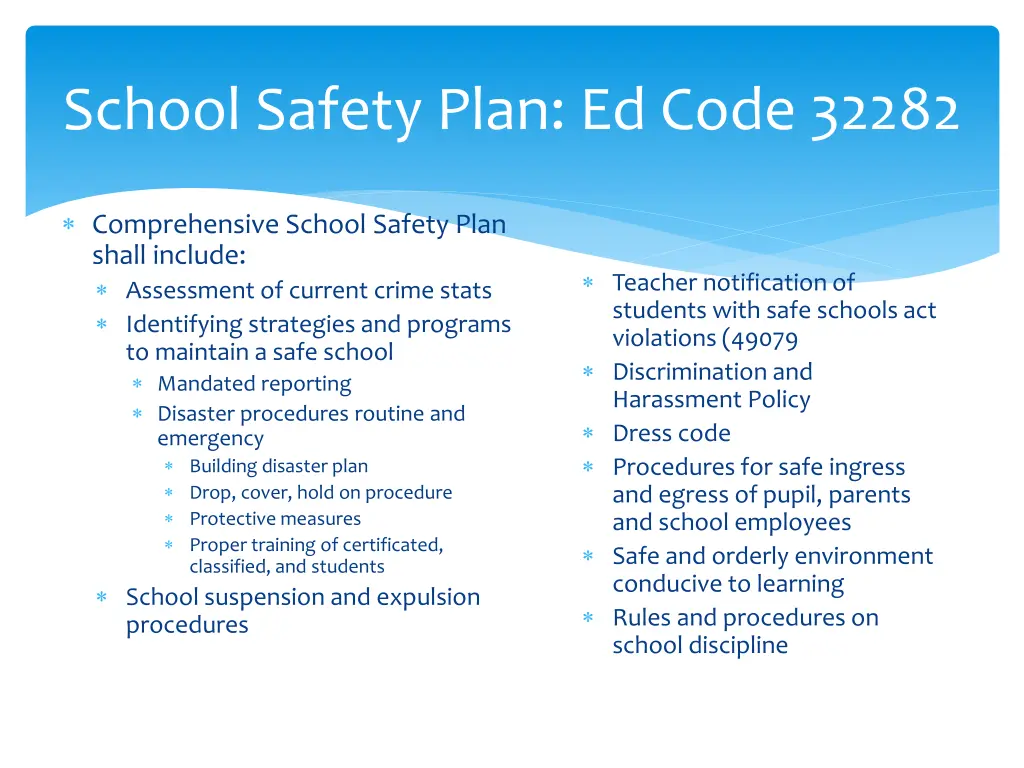 school safety plan ed code 32282