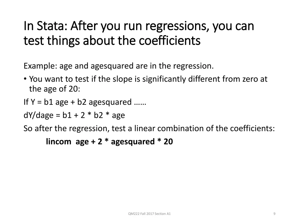 in stata after you run regressions 1