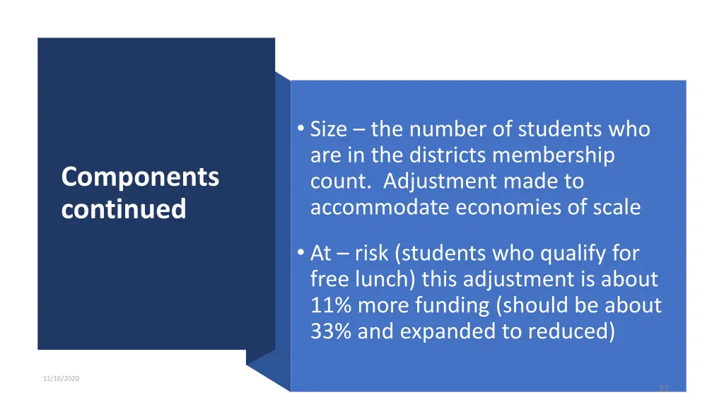 size the number of students