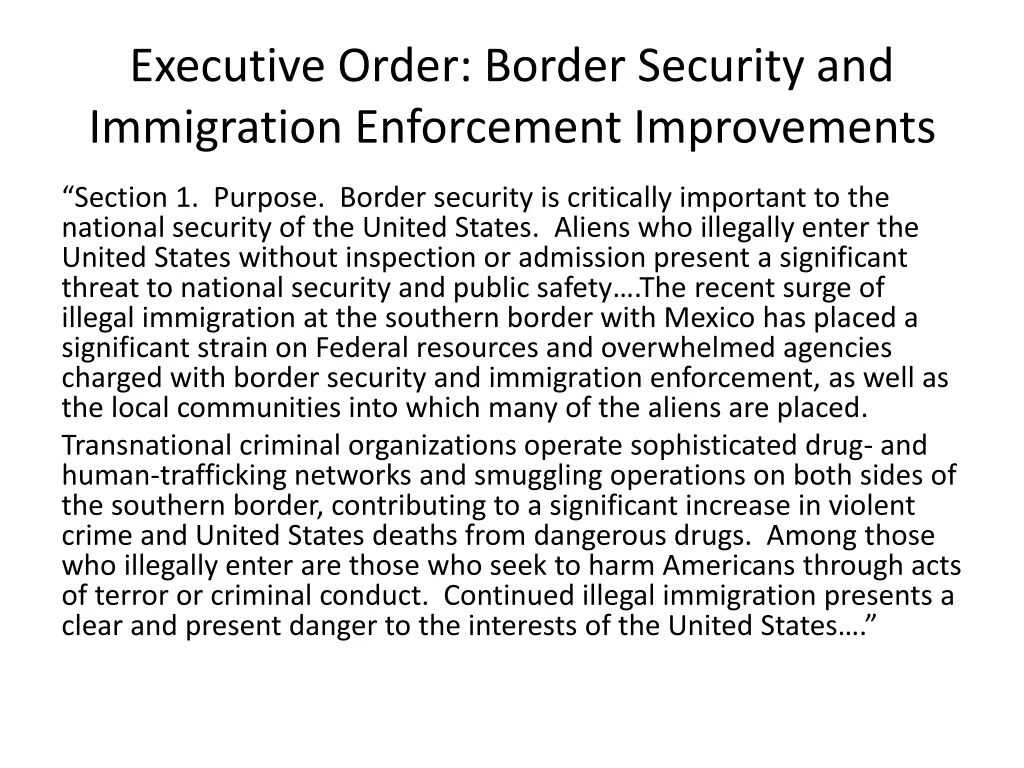 executive order border security and immigration