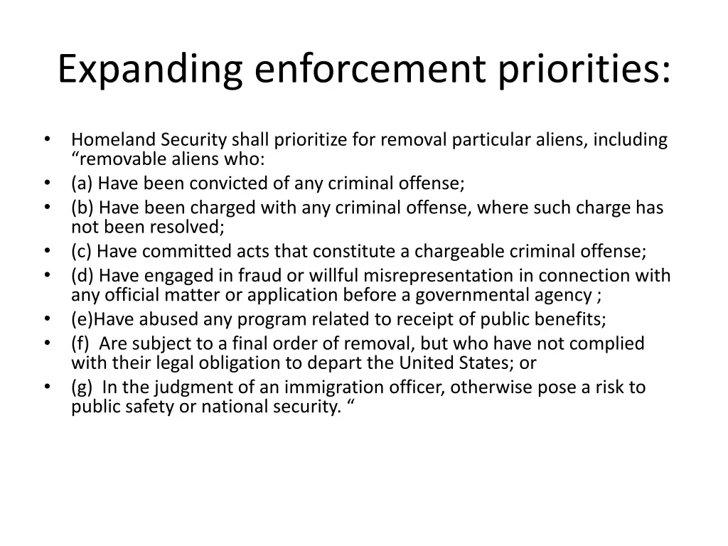 expanding enforcement priorities