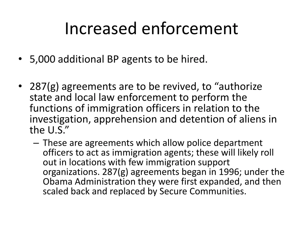 increased enforcement