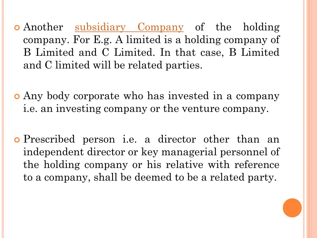 another company for e g a limited is a holding