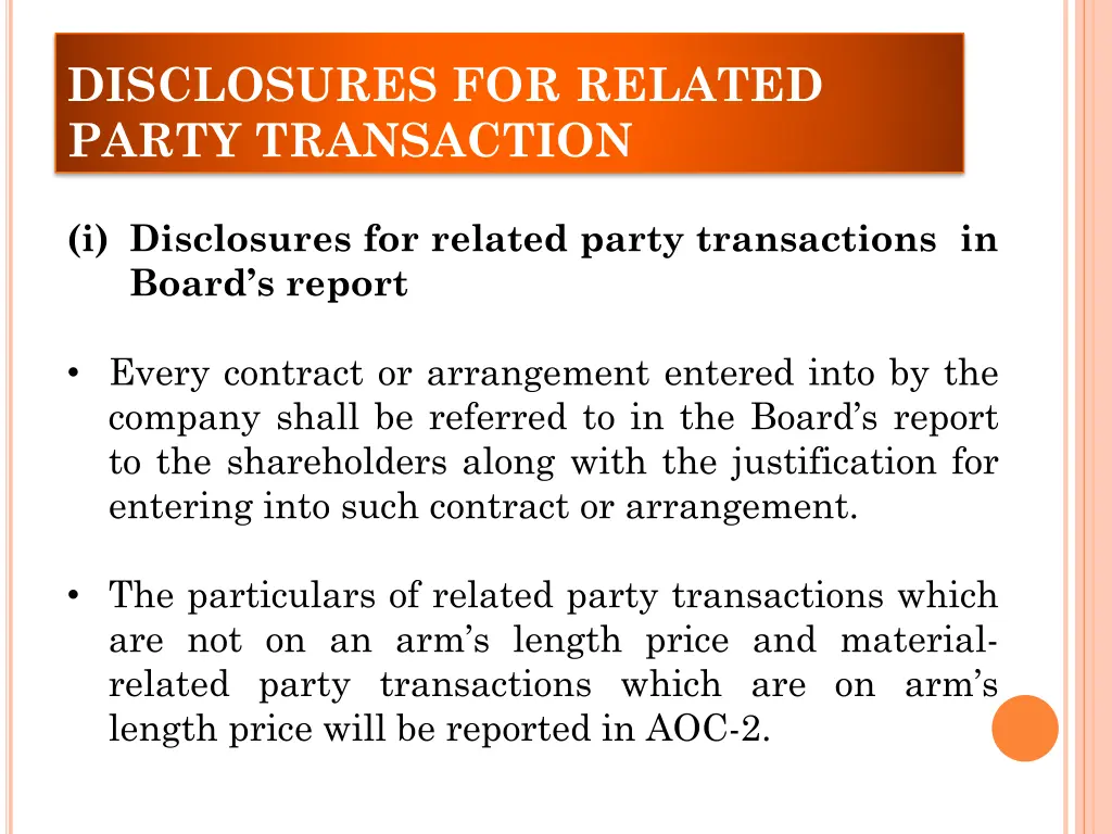 disclosures for related party transaction