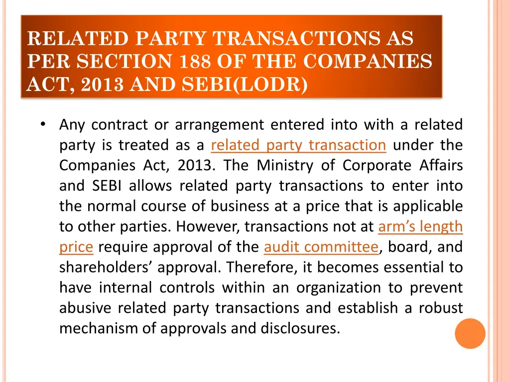 related party transactions as per section