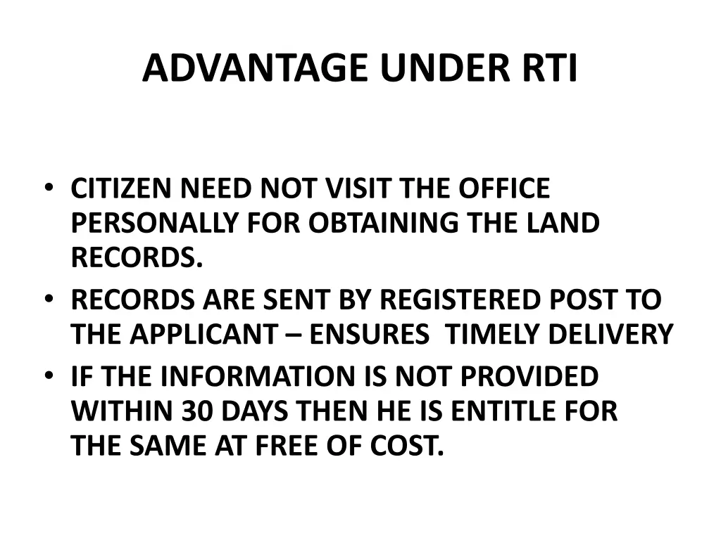 advantage under rti