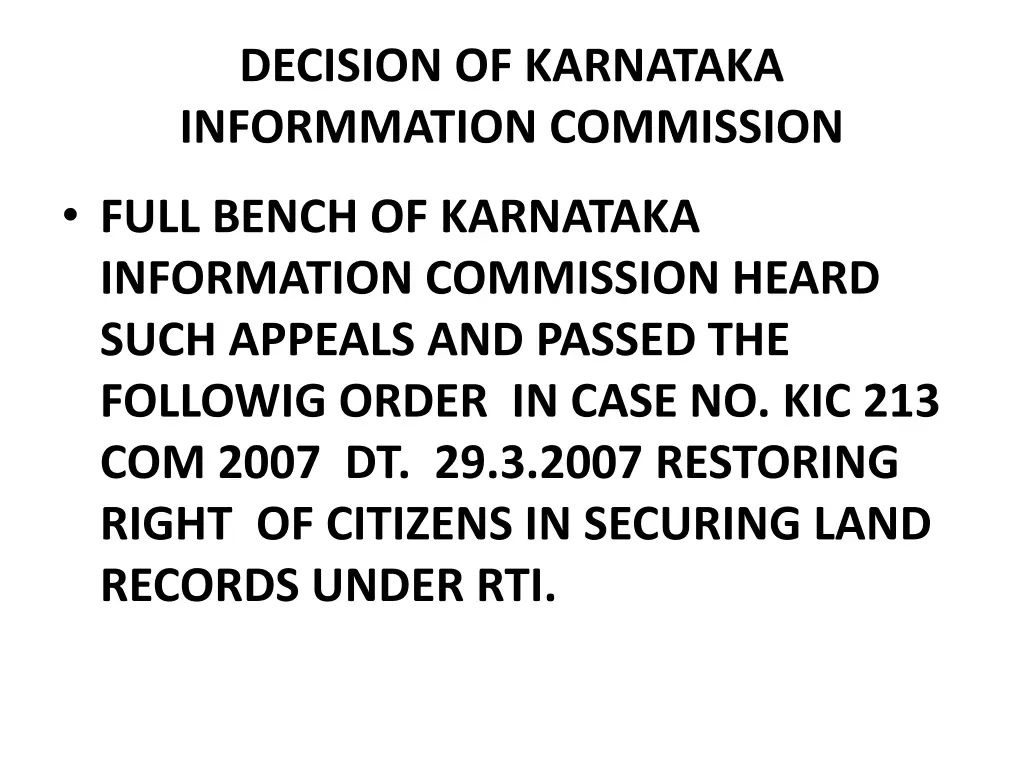 decision of karnataka informmation commission