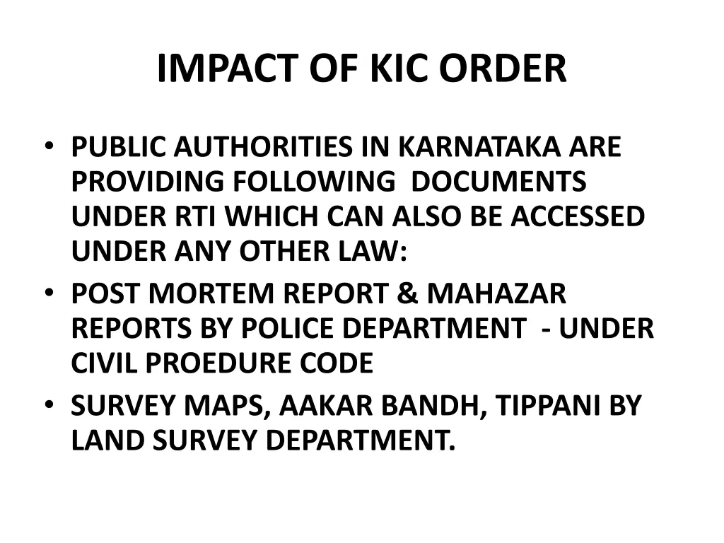 impact of kic order