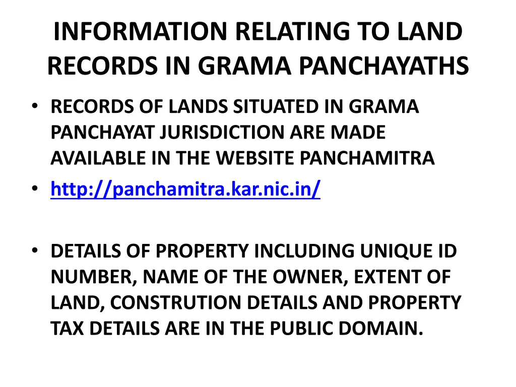 information relating to land records in grama