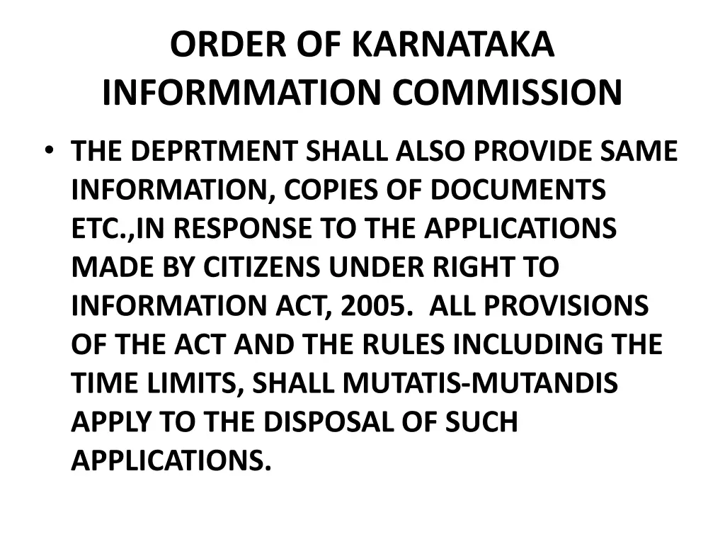 order of karnataka informmation commission 2