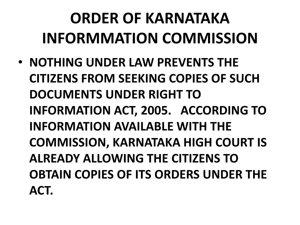 order of karnataka informmation commission