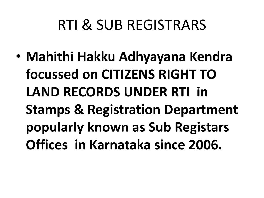 rti sub registrars