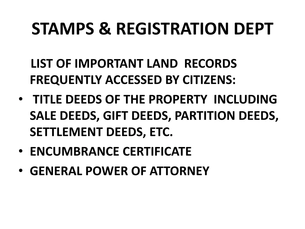 stamps registration dept
