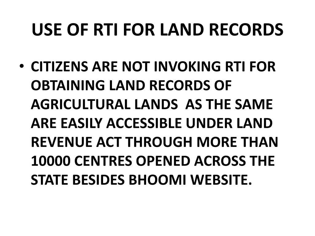 use of rti for land records