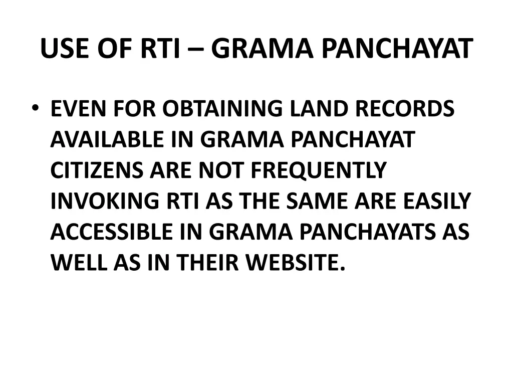 use of rti grama panchayat