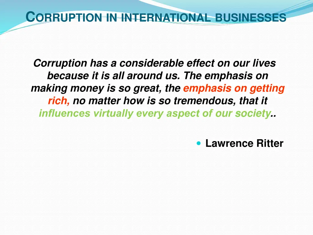 c orruption in international businesses