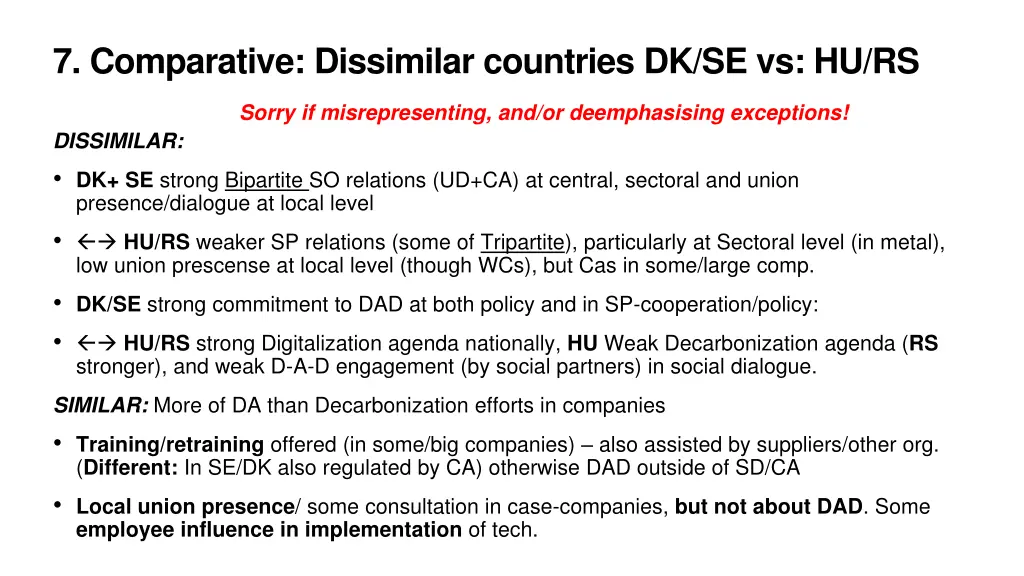 7 comparative dissimilar countries dk se vs hu rs