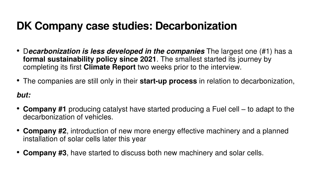 dk company case studies decarbonization
