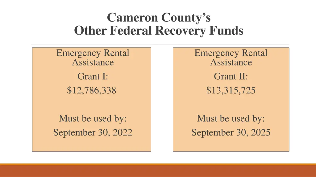 cameron county s other federal recovery funds