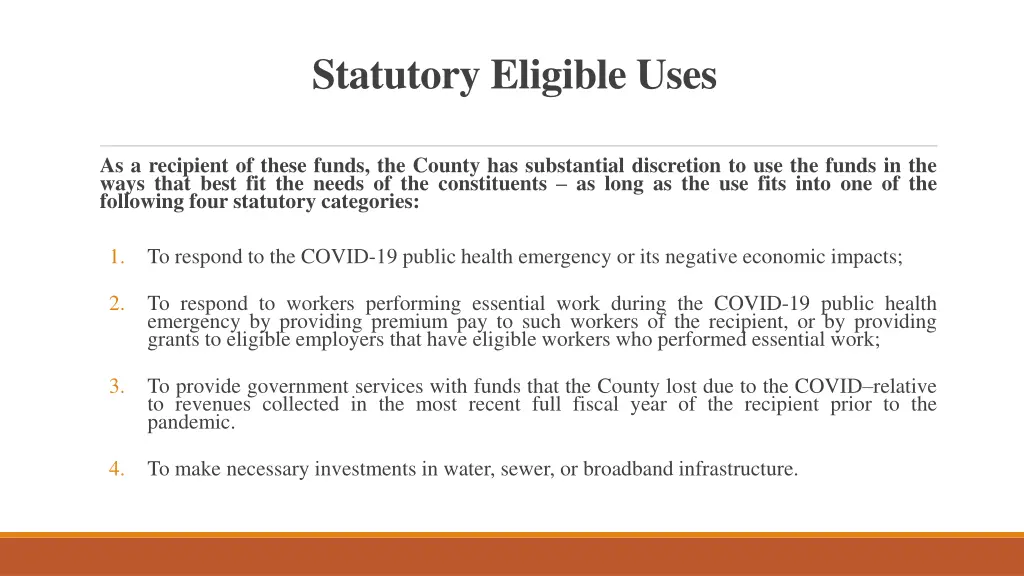 statutory eligible uses