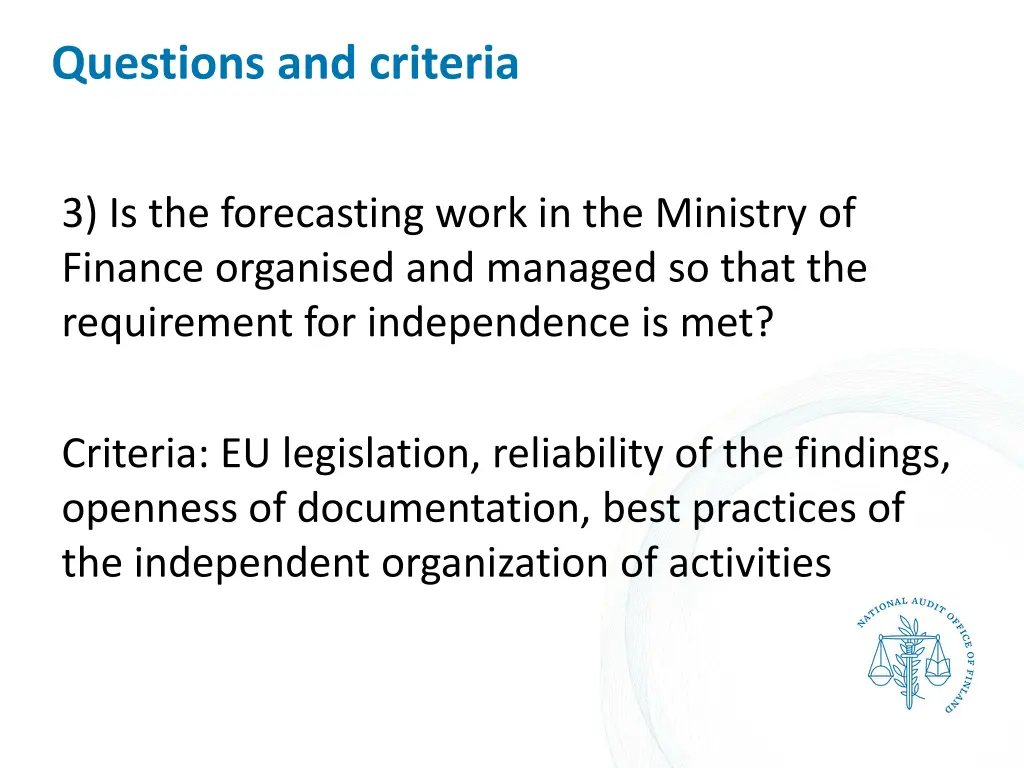 questions and criteria 2