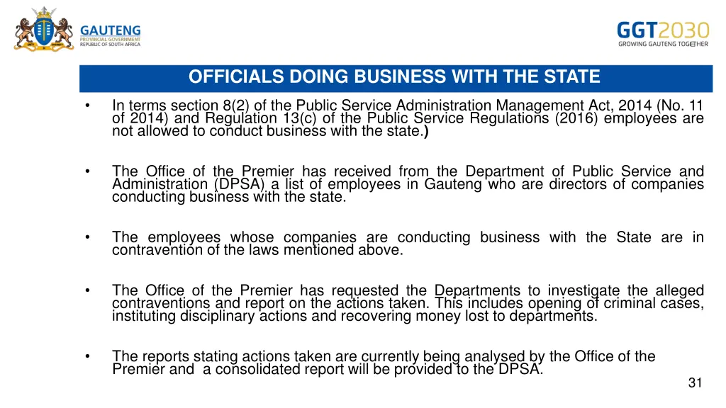 officials doing business with the state